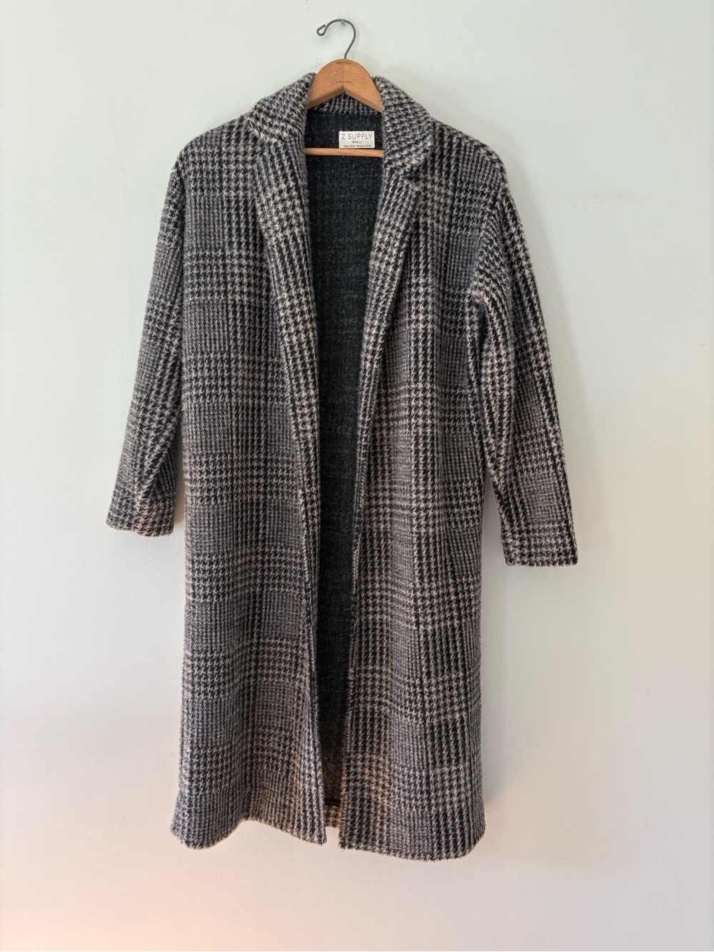 Z Supply Mason Houndstooth Eyelash Knit Long Sweater Coat - Size S (Excellent)